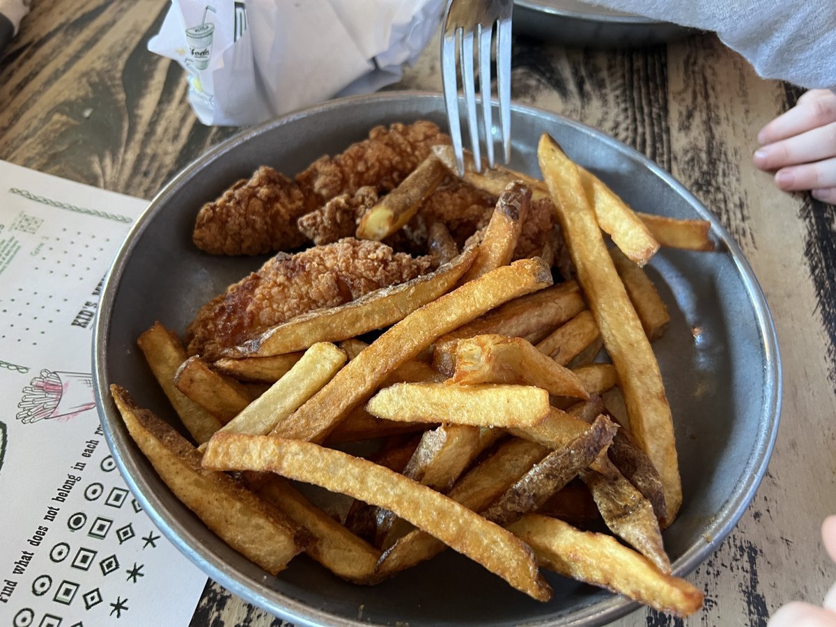 Kids meal with chicken tenders and fries at Broderick